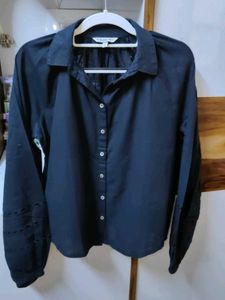 Cotton Black Button-Up Shirt