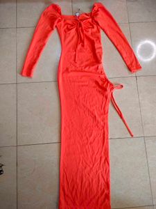 Orange Long Sleeve Maxi Dress🦊🍤🧭🎁🎗️