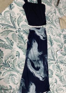Stylish Marble Print Maxi Skirt