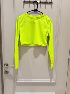 Neon Yellow Cropped Long Sleeve Top