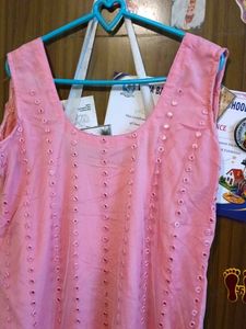 Pink Embellished Kurta Set with Dupatta