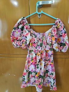 Floral Puff Sleeve Mini Dress