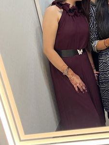 Stylish Brown Jumpsuit with Butterfly Belt