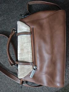Embroidered Suede &amp; Leather Handbag (kashmiri hand