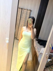 Strapless Maxi Dress with High Slit🦋