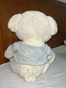 Cute Cream Teddy Bear with Blue Shirt