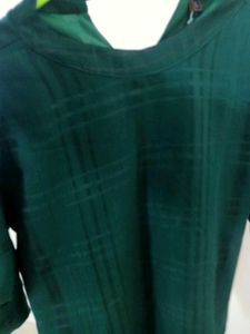 Chic Emerald Green Plaid Puff Sleeve Top