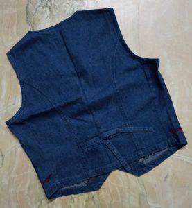 Denim Vest with Horse &amp; Cross Applique
