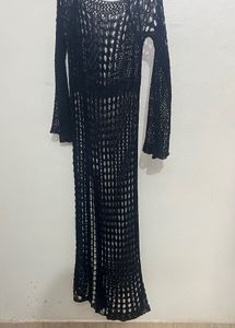 Chic Black Crochet Maxi Dress