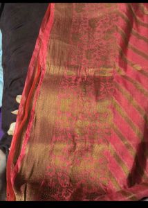 Elegant Red Printed Saree used once blouse availab