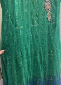 Stunning Green &amp; BlueEmbellished Wedding Kurta Set