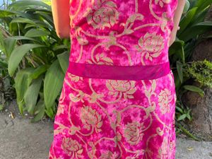 Stunning Pink &amp; Gold Embellished Dress
