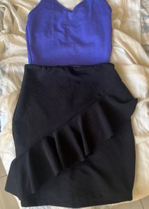 Black mini ruffled skirt