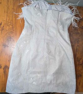 Feather Trim Strapless Dress