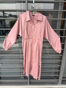 Satin Midi Shirt Dress