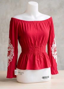 Boho Off-Shoulder Rose Peplum Top