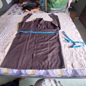 Men's Brown Striped Dress Shirt