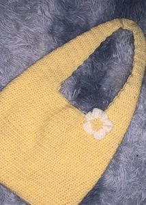 Cute Yellow Crochet Handbag