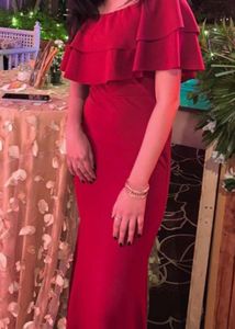Red Ruffled Off-Shoulder Dress(gown)
