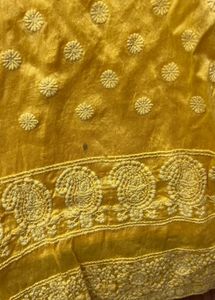 chikankari work , Yellow Kurta Set with Red Pants