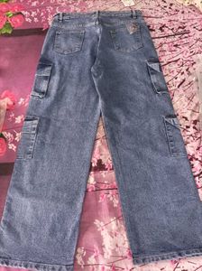 Women's Blue Denim Cargo Jeans