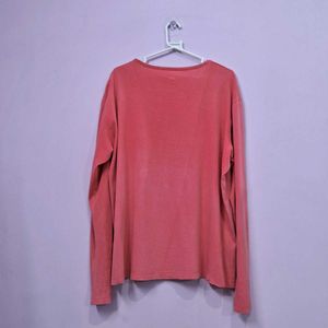 👚 | Cute Peach Long Sleeve Tee with Flower Design