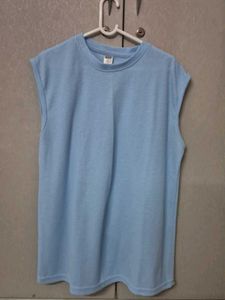Light Blue Sleeveless Vest for Gym and Casual wear