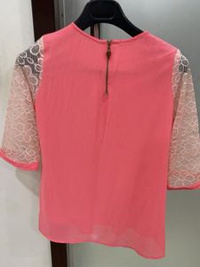 Peach Lace Sleeve Top