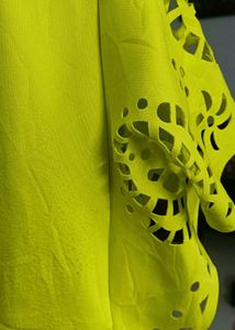 Bright Yellow Cut-Out Sleeve one piece from boutiq