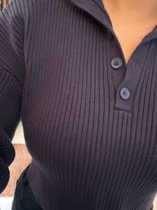 💙 Midnight Navy Ribbed Cropped Sweater ✨