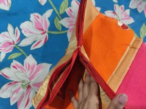 new saree with attached blouse piece Orange Sare