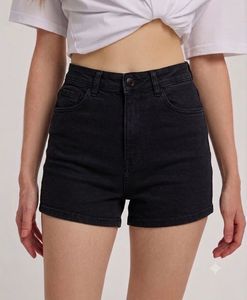 Black High-Waisted Denim Shorts