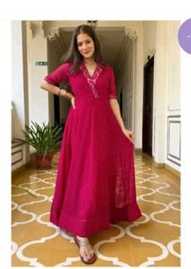 Elegant Pink one piece Embellished Neckline