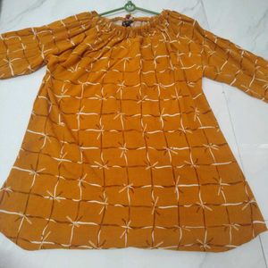 Yellow Printed Kurta 2xl