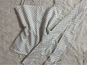 y2k polka dot corset top with scarf