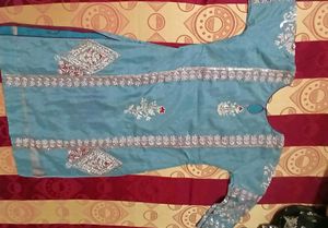 Embroidered Kurta Set with Palazzo &amp; Dupatta