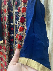 Embroidered Blue Kurti with cotton astar