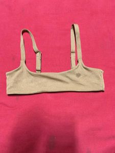Beige Ribbed Bralette