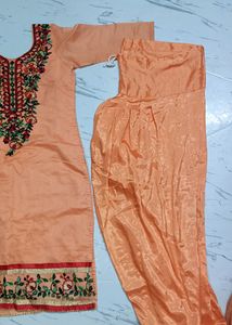 Beautiful Light Orange Suit Set With Dupatta
