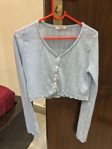 Light Blue Button-Up Cardigan
