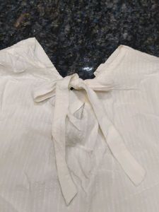 Cream Textured Puff Sleeve Top