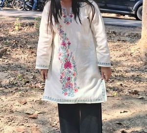 Embroidered Cream Kurta