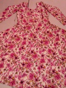 Handmade Pink Floral Flare Dress (Brand New)