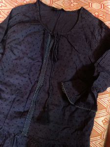 Max Studio Blue Textured Blouse