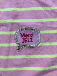 Pink &amp; Yellow Striped Puff Sleeve Top