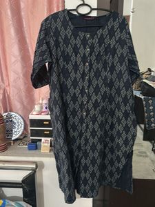 Pantaloons Stylish Blue Geometric Print Kurta