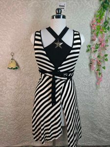 Chic Striped Wrap Dress