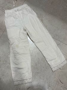 White Lace Trimmed Palazzos