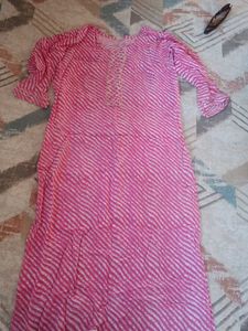 Pink & White Striped Kurta