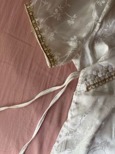 White Embroidered qipao Silk Wrap Blouse